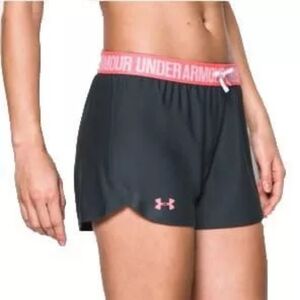 Under Armour Charcoal Athletic Shorts with Coral Waistband Size S